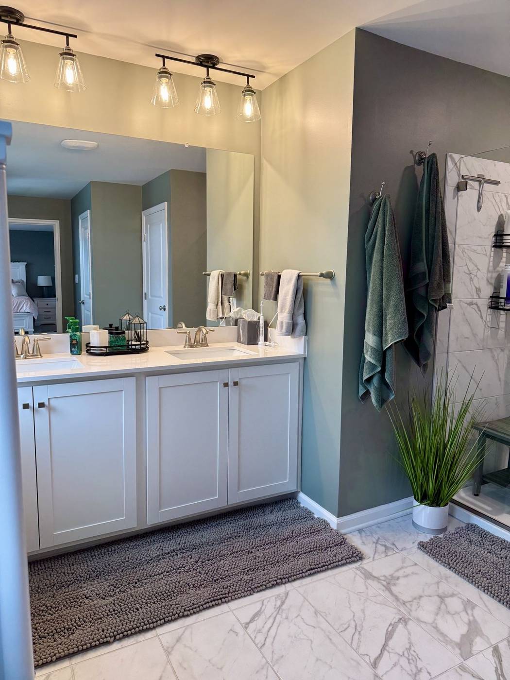 Bright bathroom with a spotless double vanity