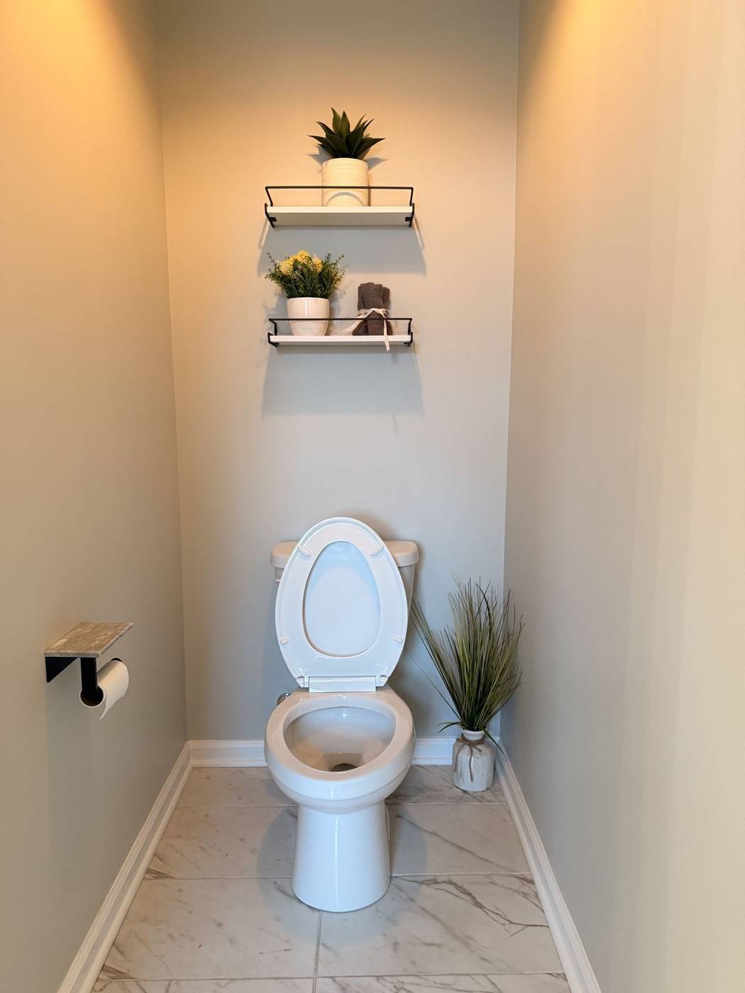 Freshly cleaned powder room toilet area