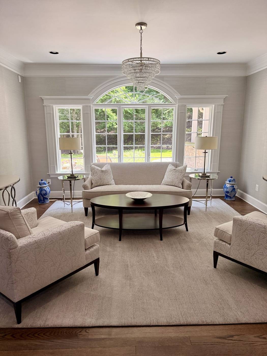 Bright sitting room with neatly arranged furniture