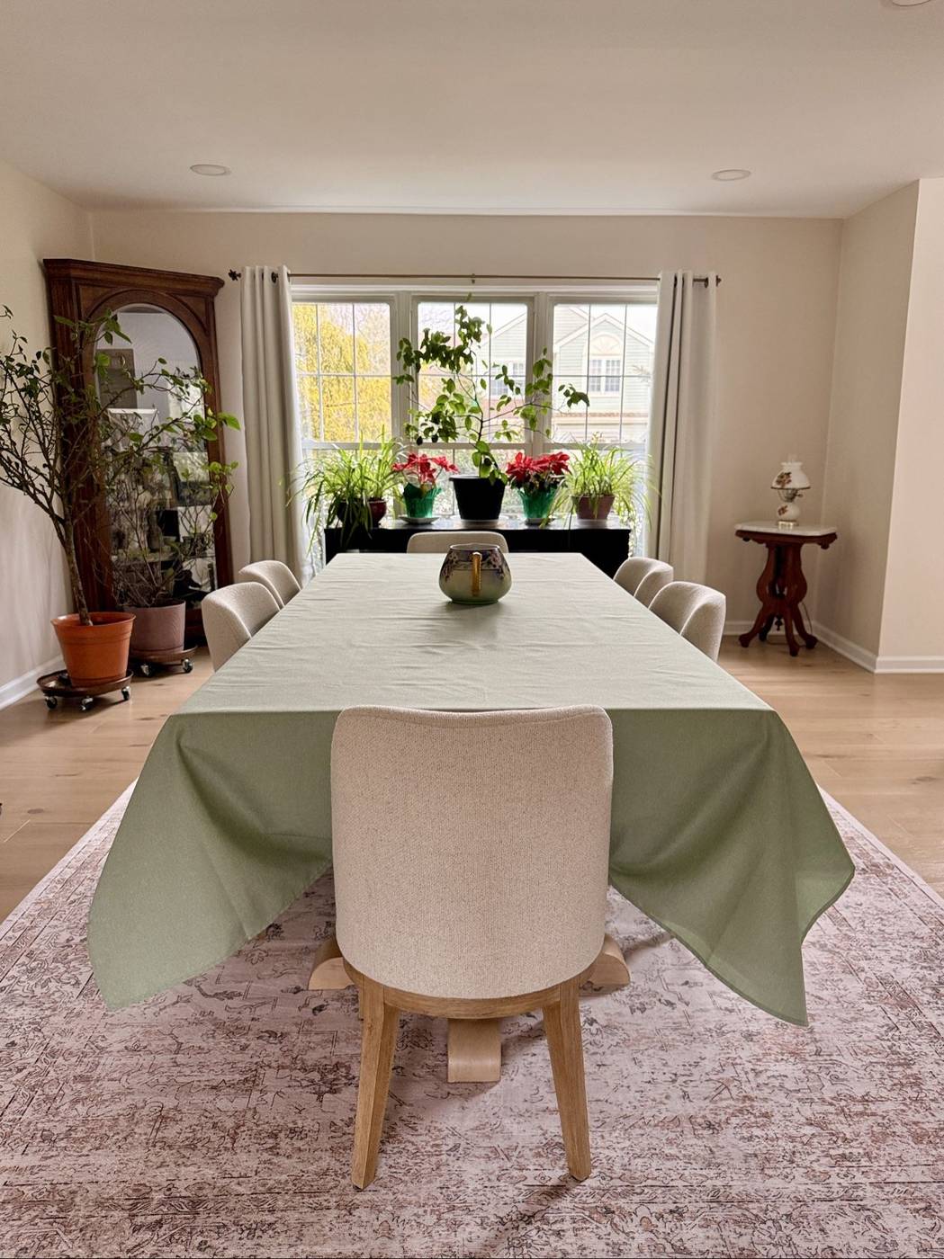 Fresh dining room with a set table and polished floor