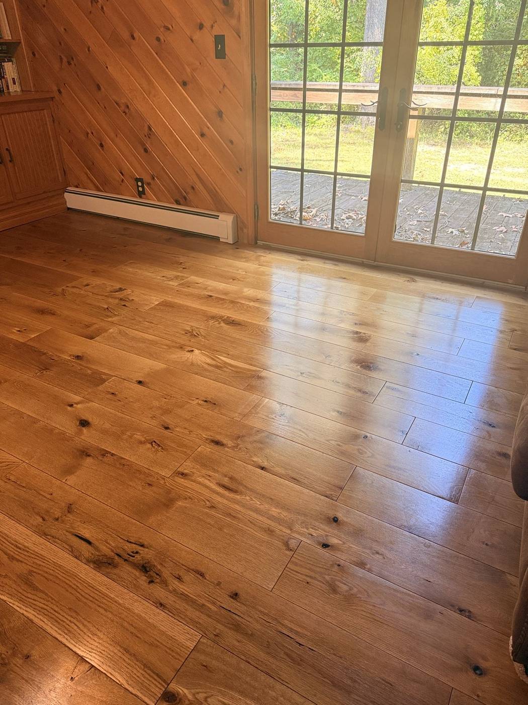 Freshly cleaned cabin hardwood floors