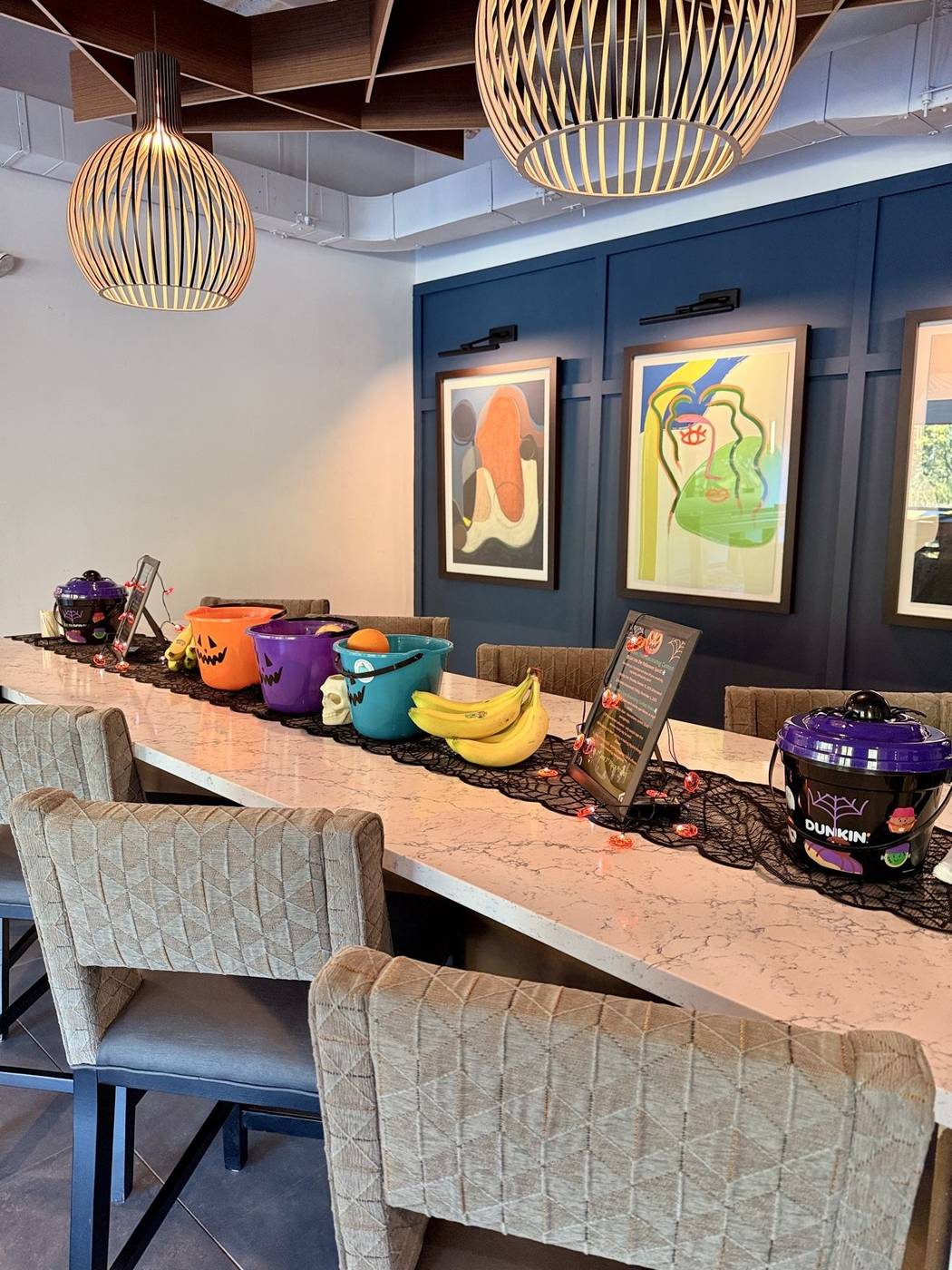 Prepared commercial bar area with a seasonal event display